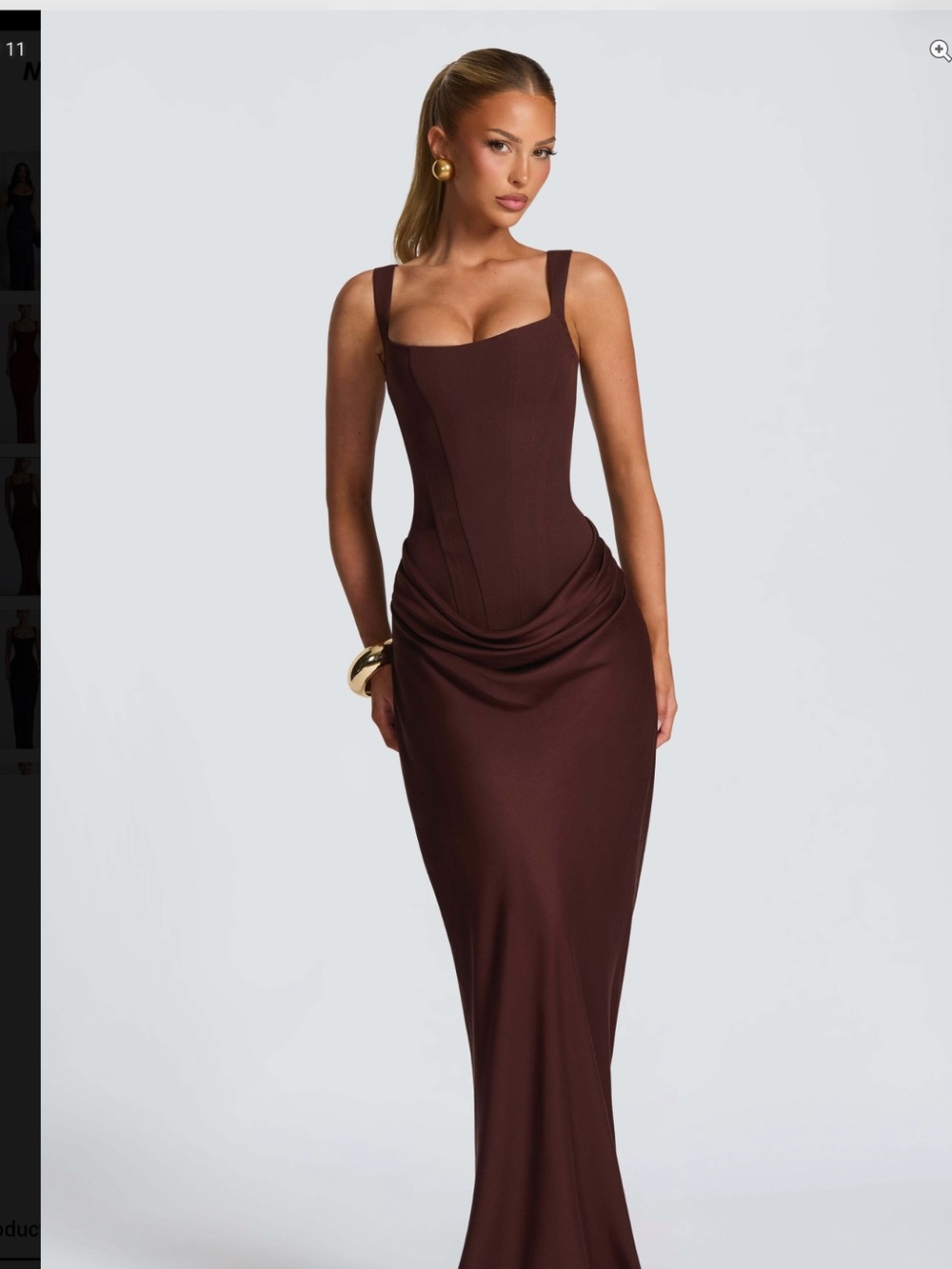Brown/burgundy Square-Neck Prom Dress